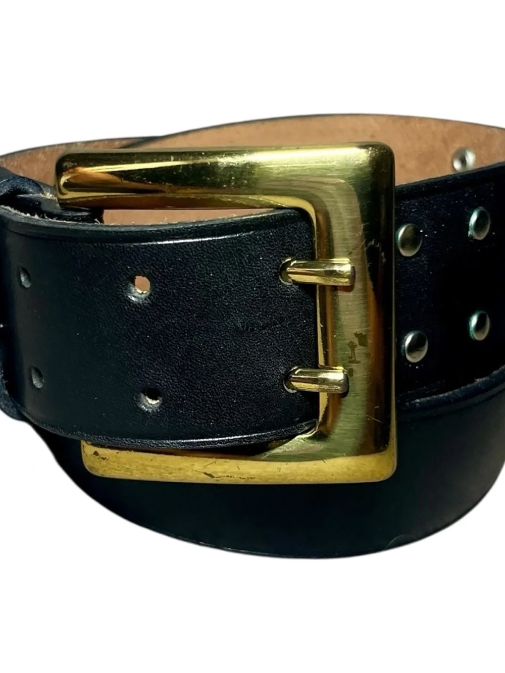 Vintage The Ritz Accessories Collection Women’s Black Leather Belt – Mixed Metal